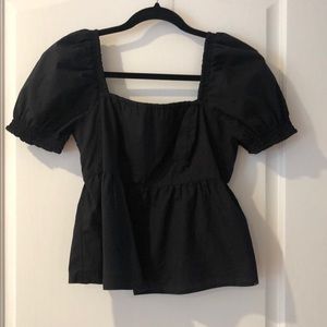 Short-Sleeve Poplin Babydoll Blouse A&F